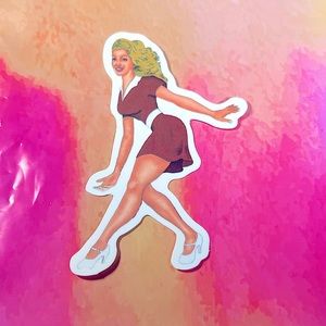 Diner Waitress Sexy Pinup Gorgeous Sticker Retro Vintage BomberGirl Ace